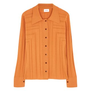 Eftychia + Corner Orange Ribbed Fine-Knit Shirt