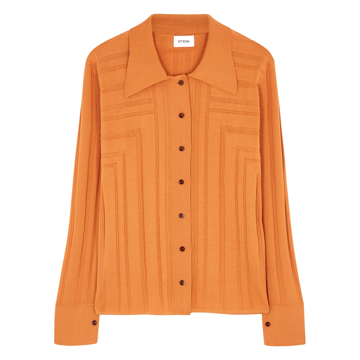Eftychia + Corner Orange Ribbed Fine-Knit Shirt