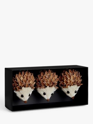 John Lewis & Partners + Festive Field Hedgehog Tree Decoration, Box of 3