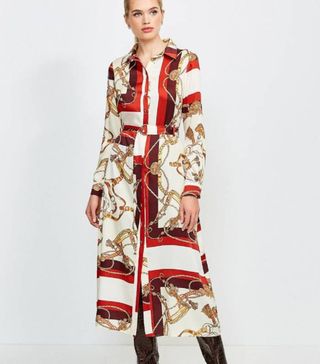 Karen Millen + Italian Scarf Print Shirt Dress