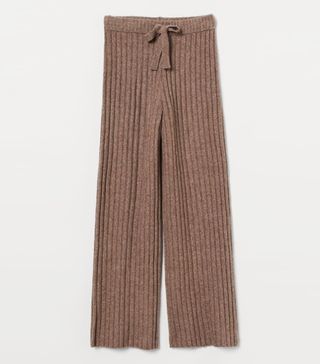 H&M + Ribbed Wool-Blend Trousers