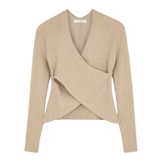 Live the Process + Camel Wrap-Effect Ribbed-Knit Jumper