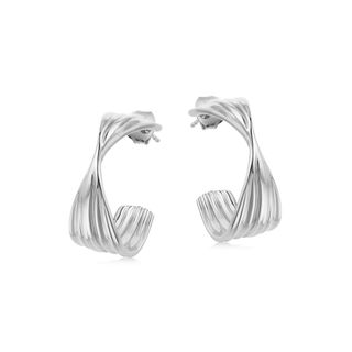 Missoma + Silver Medium Texture Wave Hoop Earrings