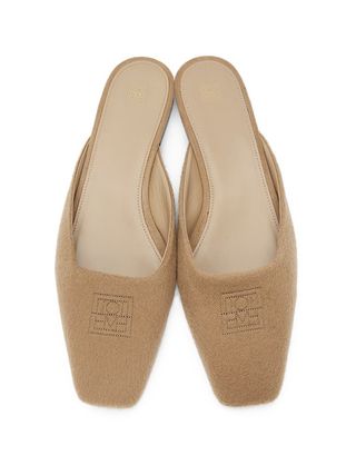 Toteme + Tan Cashmere Slippers