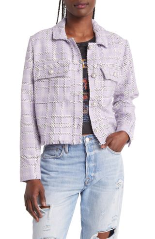 BP. + Plaid Tweed Crop Jacket