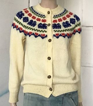 Vintage + 1970s Pure Wool Yoked Cardigan