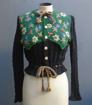 Vintage + Floral Embroidered Cardigan Knitted Jacket Trachten