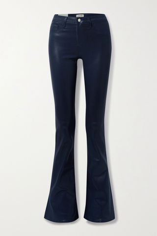 L'Agence + Coated High-Rise Flared Jeans