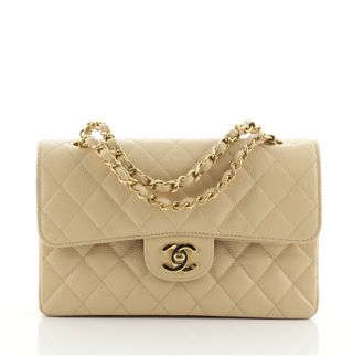 Chanel + Pre-Owned Vintage Classic Double Flap Bag Quilted Caviar Small