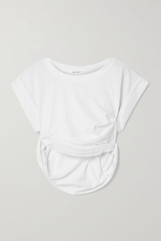 The Line by K + Joseph Cropped Gathered Cotton-Blend Jersey T-Shirt