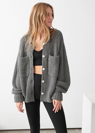 & Other Stories + Collared Relaxed Bouclé Knit Cardigan