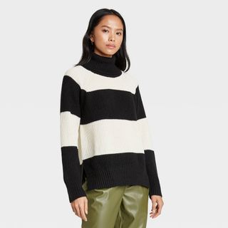 Who What Wear x Target + Striped Turtleneck Pullover Sweater