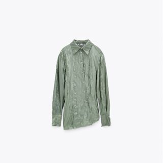 Zara + Wrinkled Satin Effect Shirt