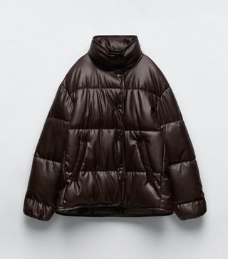 Zara + Faux Leather Padded Jacket