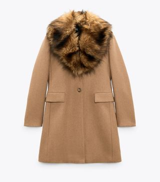 Zara + Removable Faux Fur Collar Coat