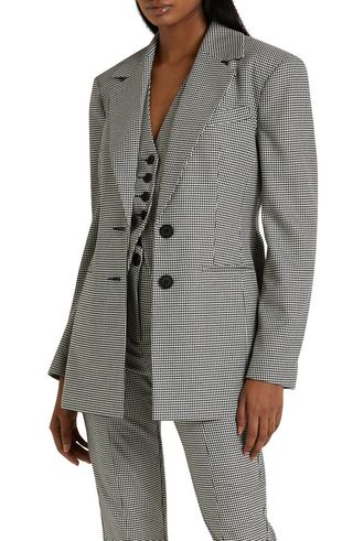 River Island + Fitted Houndstooth Dad Blazer