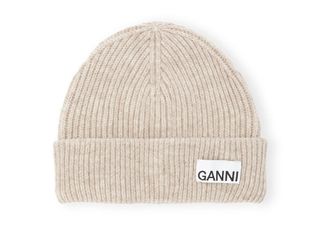 Ganni + Sand Fitted Wool Rib Knit Beanie
