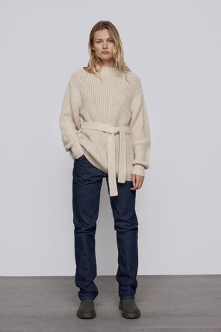 Zara + Knit Sweater With Belt