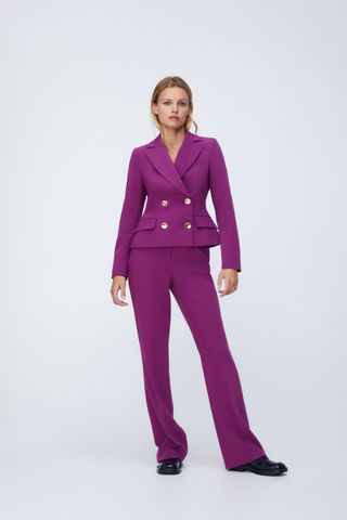 Zara + Cropped Buttoned Blazer