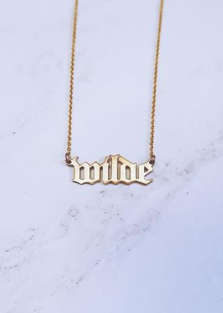 Ten Wilde + Old English Nameplate Necklace