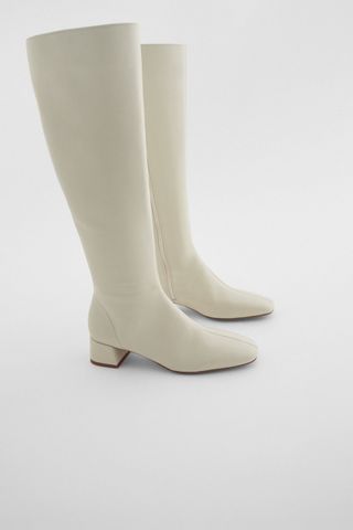 Zara + Soft Leather Heeled Tall Boots