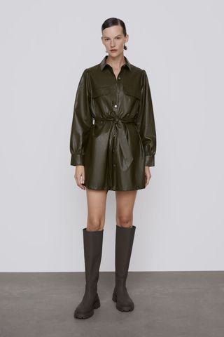 Zara + Faux Leather Mini Dress