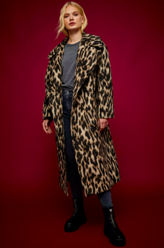 Topshop + Idol Leopard Print Maxi Coat