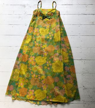 Vintage + 1970s Floral Maxi Slip Dress