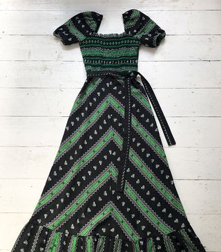 Vintage + 1970s Smocked Maxi Prairie Dress