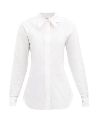 Victoria Beckham + Butterfly-Collar Cotton-Faille Shirt