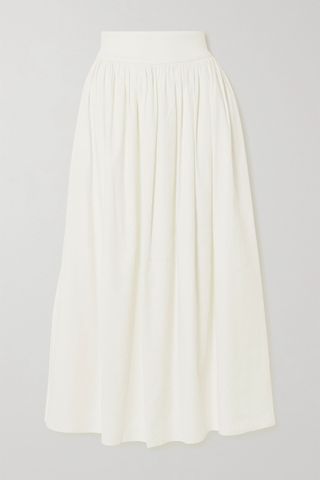Anna Quan + Addy Gathered Linen-Blend Maxi Skirt