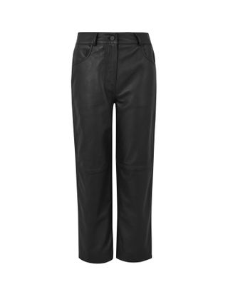 Autograph + Leather Straight Leg Cropped Trousers