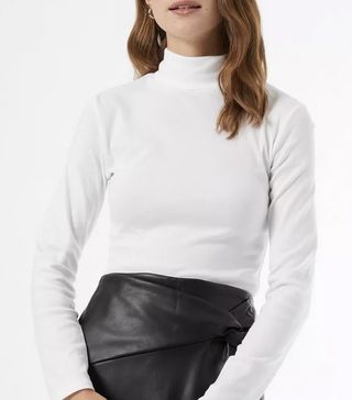 Dorothy Perkins + White Organic Roll Neck Top
