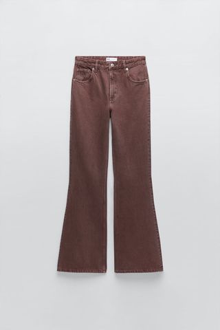 Zara + Solid Color Flared Full Length Jeans