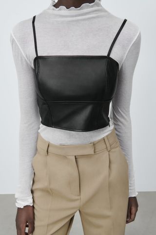 Zara + Faux Leather Top