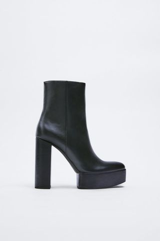 Zara + Platform Heeled Ankle Boots