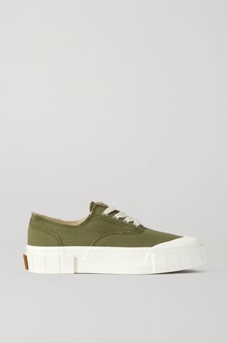 Good News + + Net Sustain + Space for Giants Frayed Organic Cotton-Canvas Sneakers