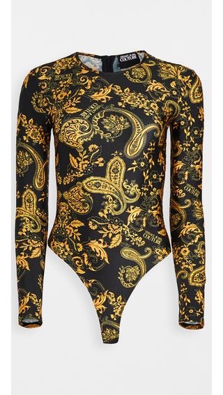 Versace Jeans Couture + Paisley Print Thong Bodysuit