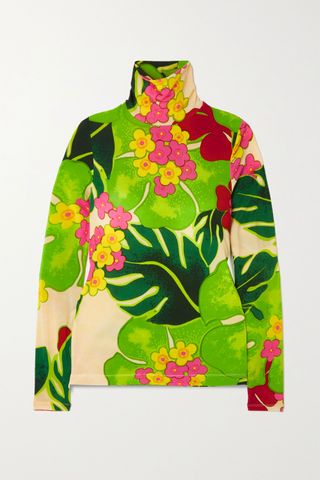 Dries Van Noten + Floral-Print Stretch-Jersey Turtleneck Top
