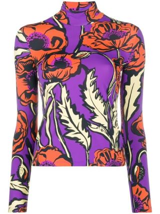 La Doublej + Big Blooms Mock-Neck Top