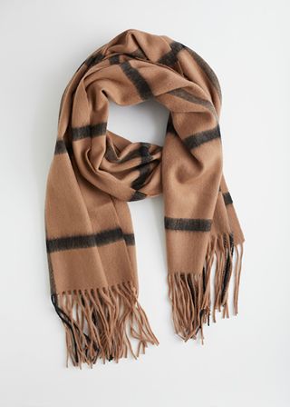 & Other Stories + Windowpane Check Wool Scarf