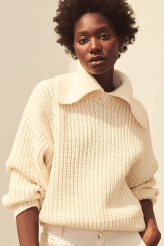 H&M + Collared Rib-Knit Sweater