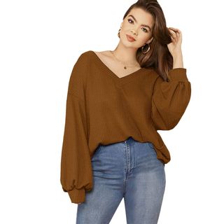 Romwe + Long Sleeve Blouse