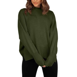 Imily Bela + Slouchy Long Sleeve Mock Neck Side Split Pullover