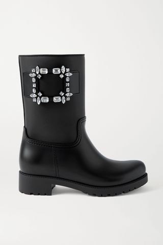 Roger Vivier + Tempête Viv' Crystal-Embellished Rubber Rain Boots
