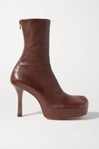 Bottega Veneta + Leather Platform Ankle Boots
