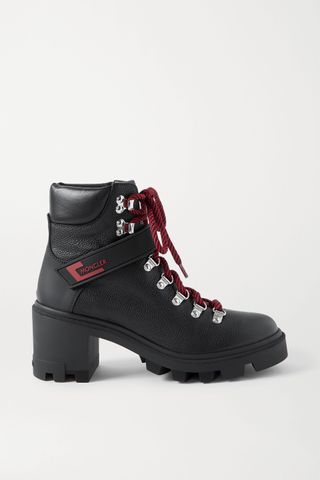Moncler + Carol Rubber-Trimmed Textured-Leather Ankle Boots