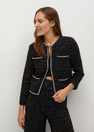 Mango + Pocket Tweed Cardigan