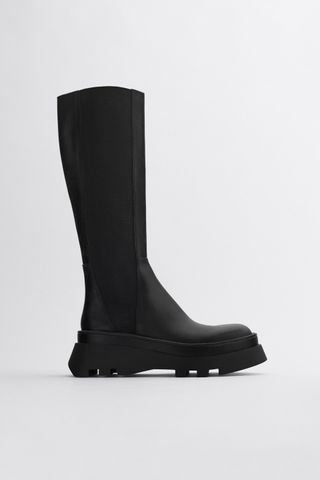 Zara + Lug Sole Leather Boots