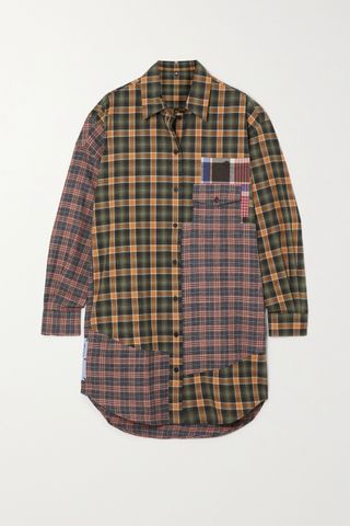 Mcq + End of Line Oversized Checked Cotton Mini Shirt Dress